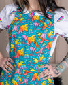 Rainbow Dinosaurs Print Dungaree Pinafore Dress by Run and Fly