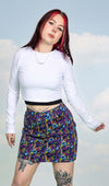 90's Arcade Print Button Front Skirt by Run and Fly