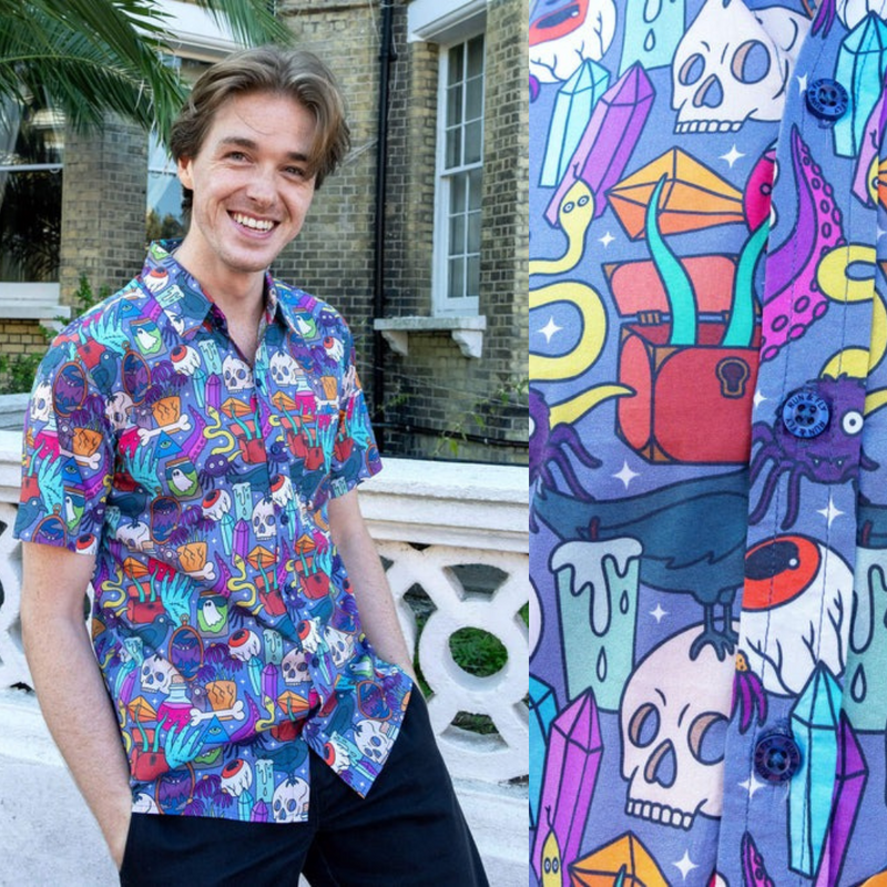 Spooky Stuff Print Shirt by Run and Fly