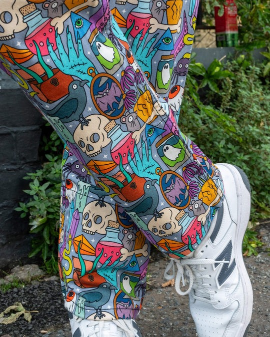 Spooky Stuff Print Twill Cotton Dungarees by Run and Fly