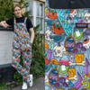 Spooky Stuff Print Twill Cotton Dungarees by Run and Fly