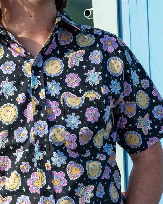 Bee Happy Print Shirt by Run and Fly