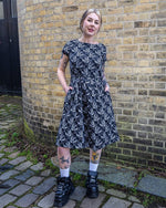 Checkerboard Swallow Cotton Tea Dress with Pockets by Run and Fly