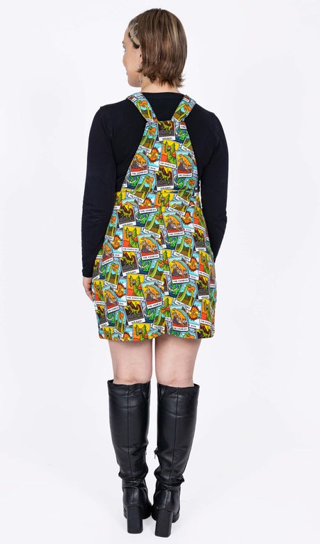 Dinosaur Tarot Print Dungaree Pinafore Dress by Run and Fly