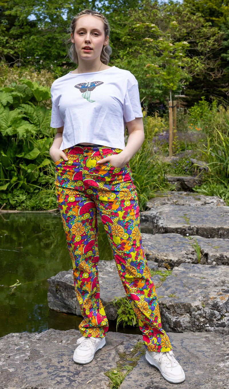 Tutti Frutti Print Straight Leg Jeans by Run and Fly