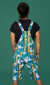 Unicorn Stripe Print Shorts Dungarees in Twill Cotton by Run and Fly