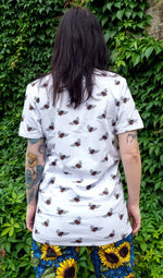 White Bee Print T Shirt by Run and Fly