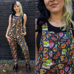 Halloween Bewitched Print Twill Cotton Dungarees by Run and Fly