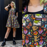 Run and Fly Halloween Bewitched Print Flared Pinafore Dress