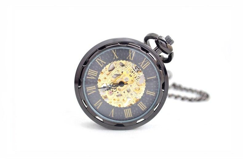 Black Gear Cog Mechanical Hand Wind Pocket Watch - Minimum Mouse