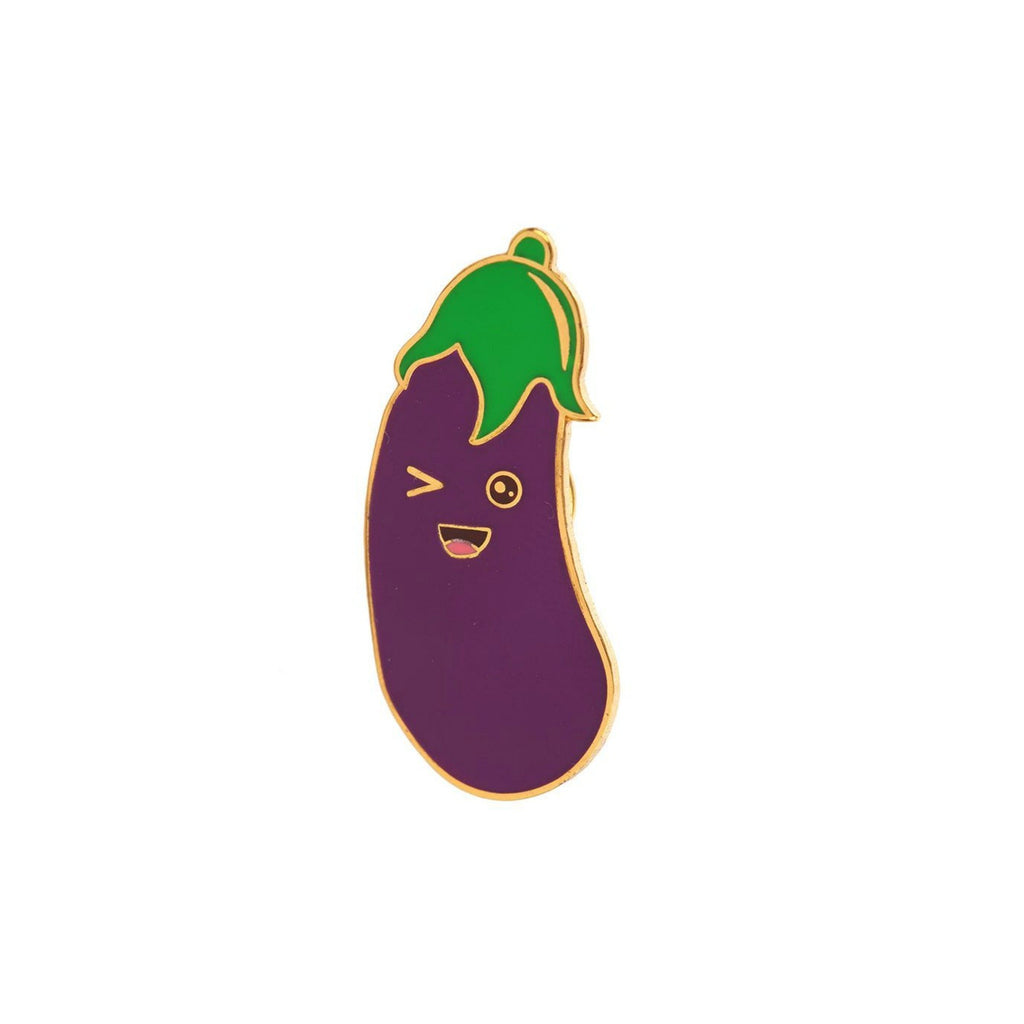 Cheeky Aubergine Eggplant Lapel Pin Badge - Minimum Mouse