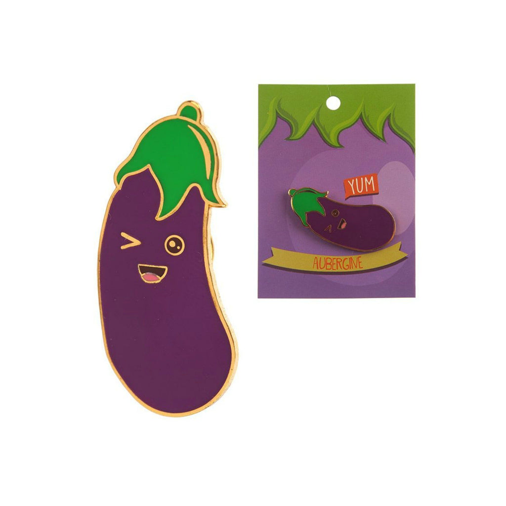 Cheeky Aubergine Eggplant Lapel Pin Badge - Minimum Mouse