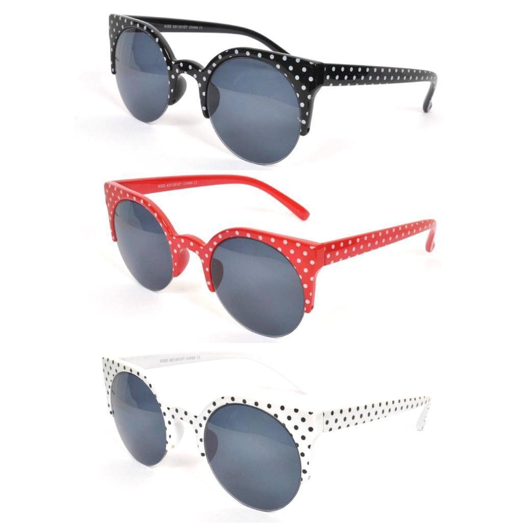 SUZIE Round Lens Polka Dot Cat's Eye Sunglasses - Minimum Mouse